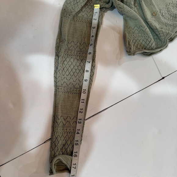 Frye Womens Pointelle Knit Scalloped Cardigan Sweater Beige Size M 100% cotton - Picture 5 of 12